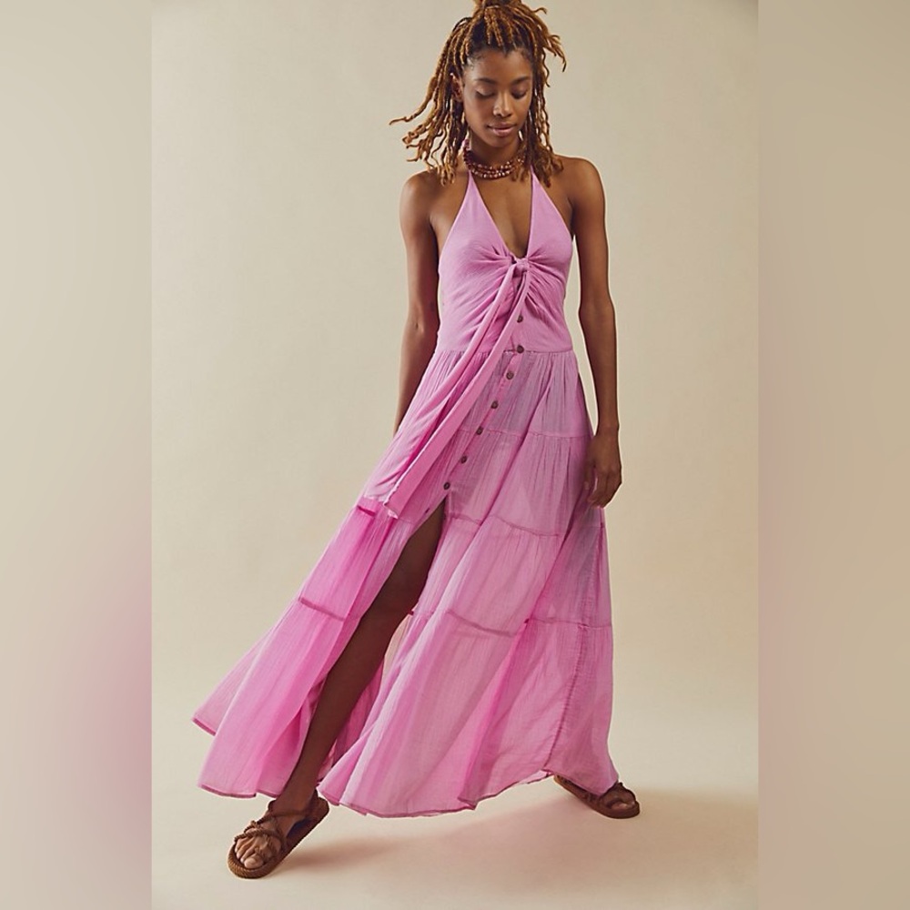NWT Free People A Little Extra Maxi Dress size Small Color Cyclamen